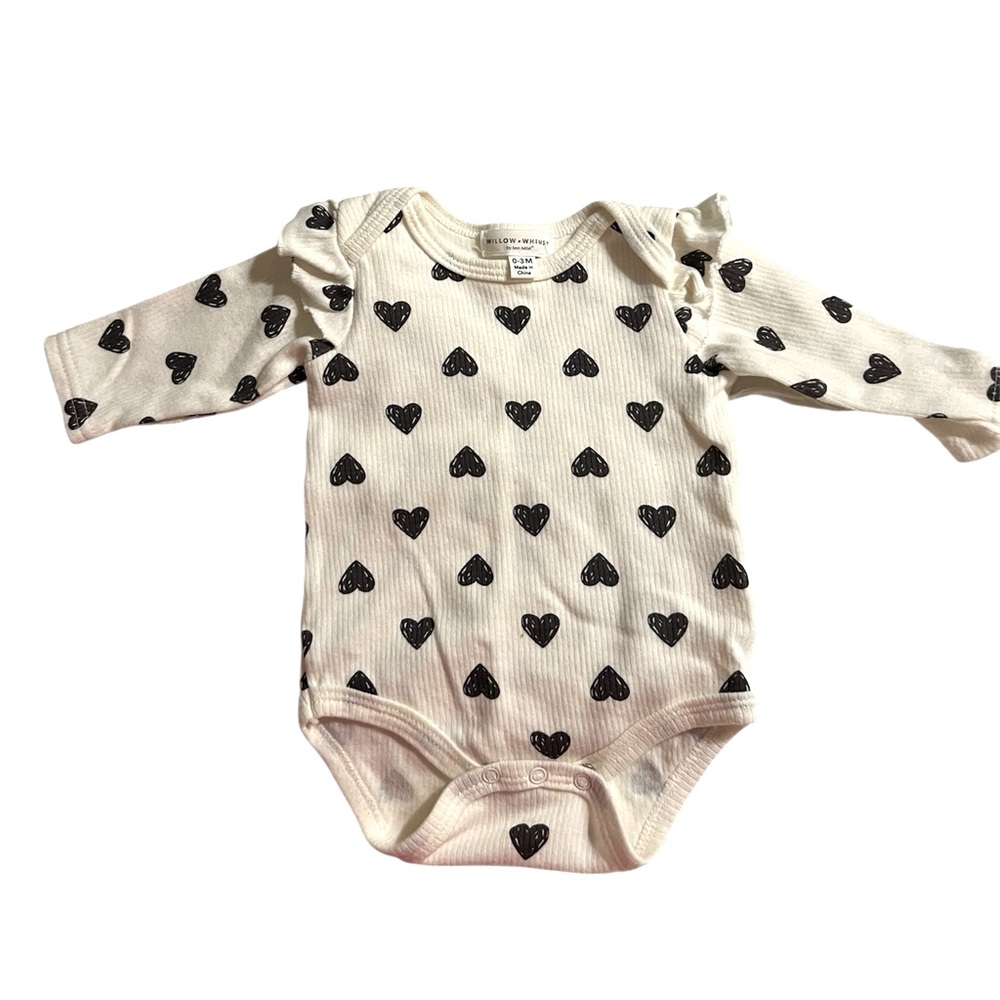 Willow and Whimsy Cotton Heart Print baby One Piece